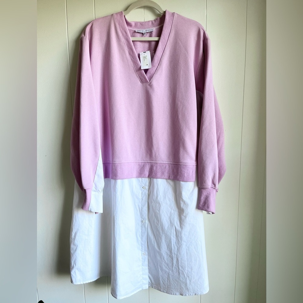 NWT English Factory Women’s Cotton Preppy Resort Pink Sweatshirt Dress Sz 2X - Picture 6 of 16